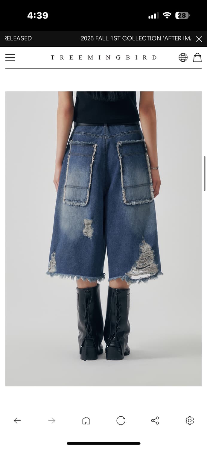 트리밍버드 데님 반바지 Denim Set-up Shorts [ Blue  상품이미지2