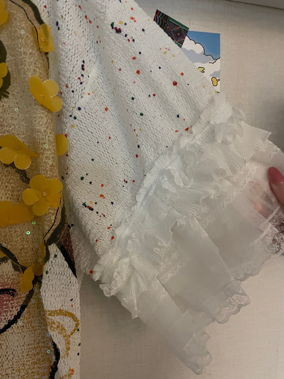 💛자수 캐릭터 프릴 봄반팔 새상품(텍O) 상품이미지3