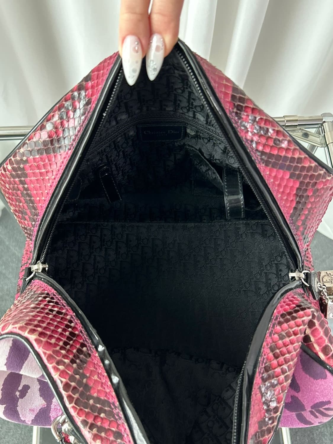 (레어) 디올 2004 파이톤 갬블러 다이스 보울러 숄버백 상품이미지6