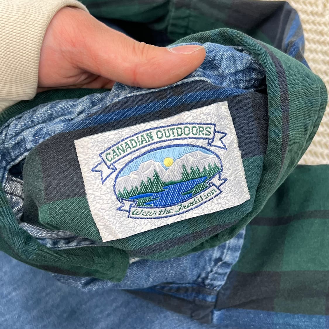 캐나디안 아웃도어 체크 배색 데님 셔츠 r3350 상품이미지6