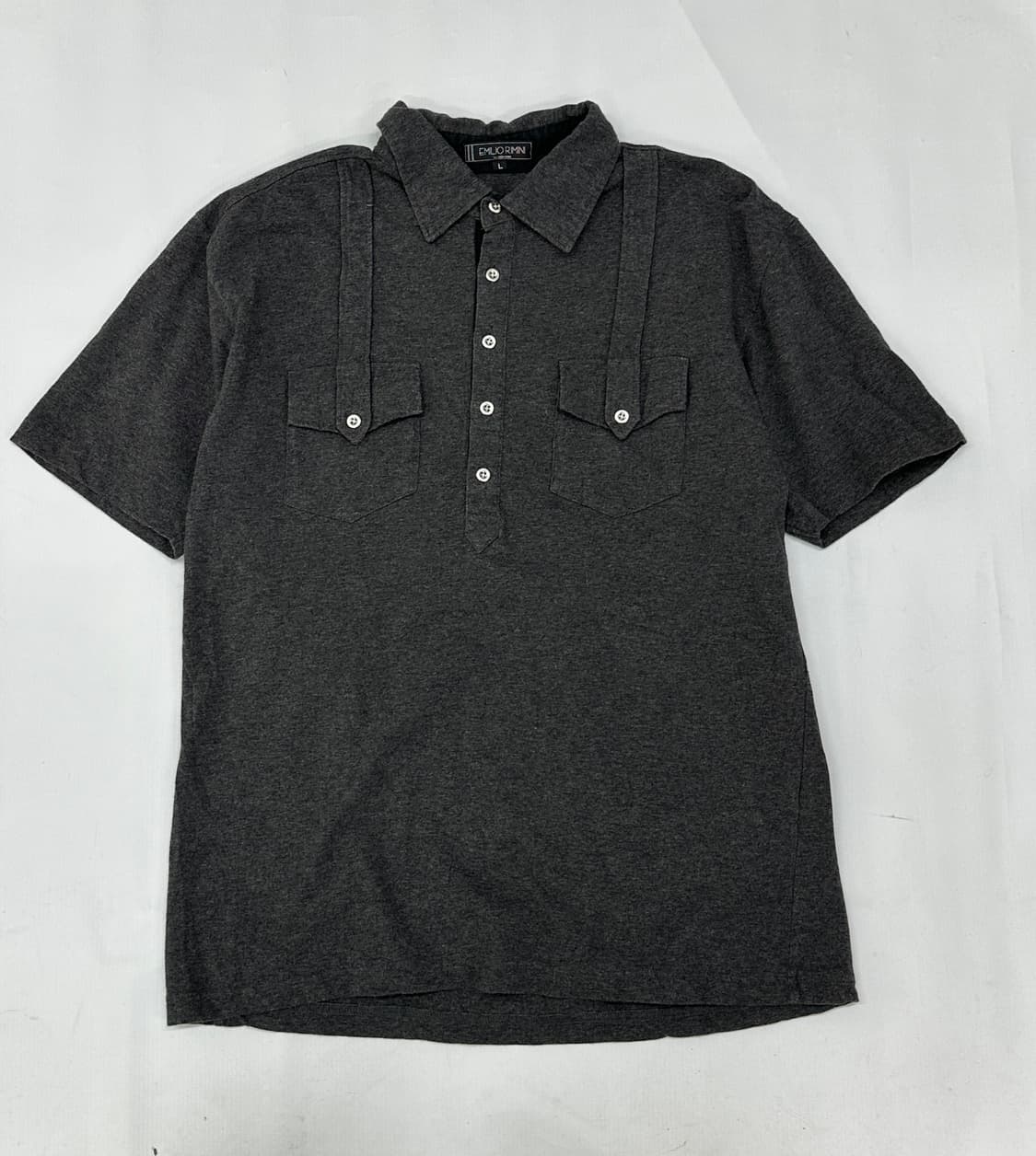 ⛓️EMILO RIMINI 은장 포인트 반팔 카라 티셔츠⛓️펑크 차콜 상품이미지2