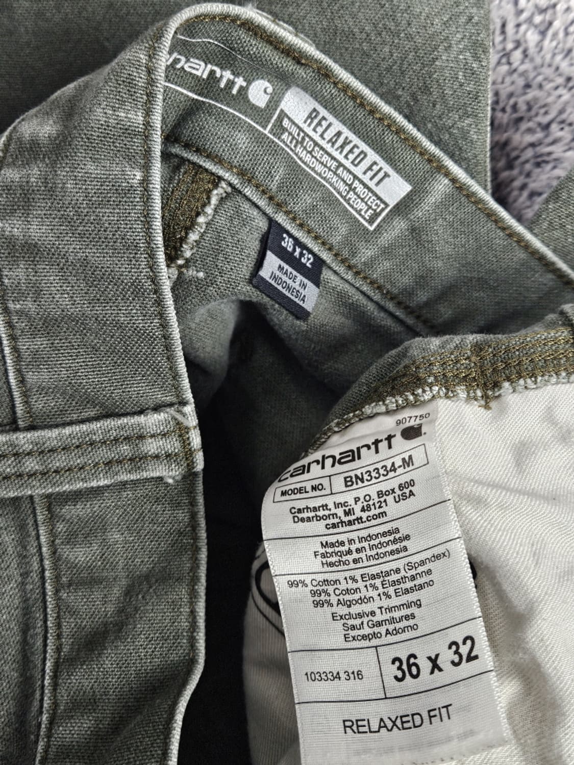 칼하트 덕 캔버스 더블니 카펜터 워크 팬츠 ( 36X32 )/ 10123 상품이미지7