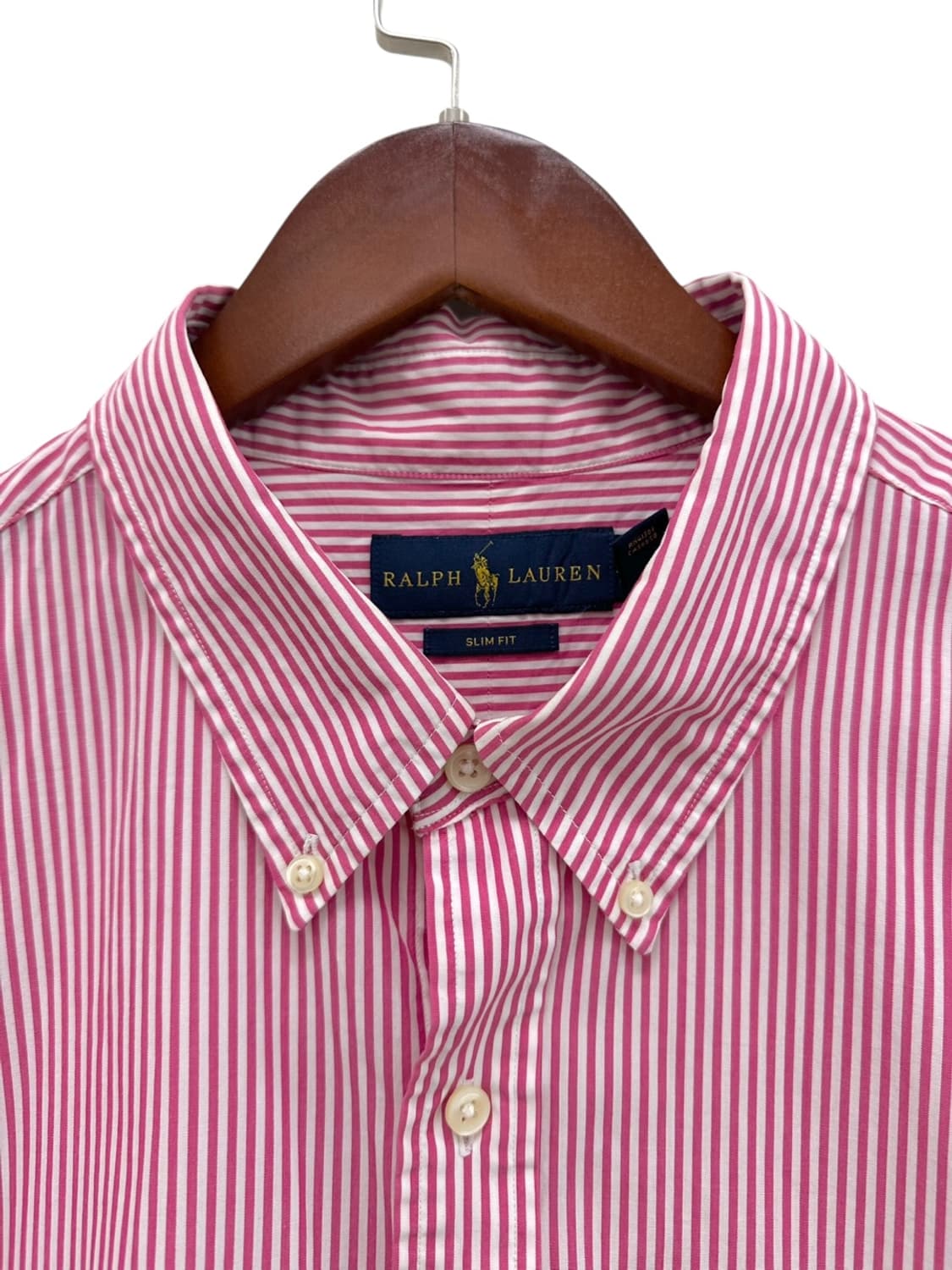 폴로 슬림핏 스트라이프 셔츠 핑크 (XXL)  상품이미지3
