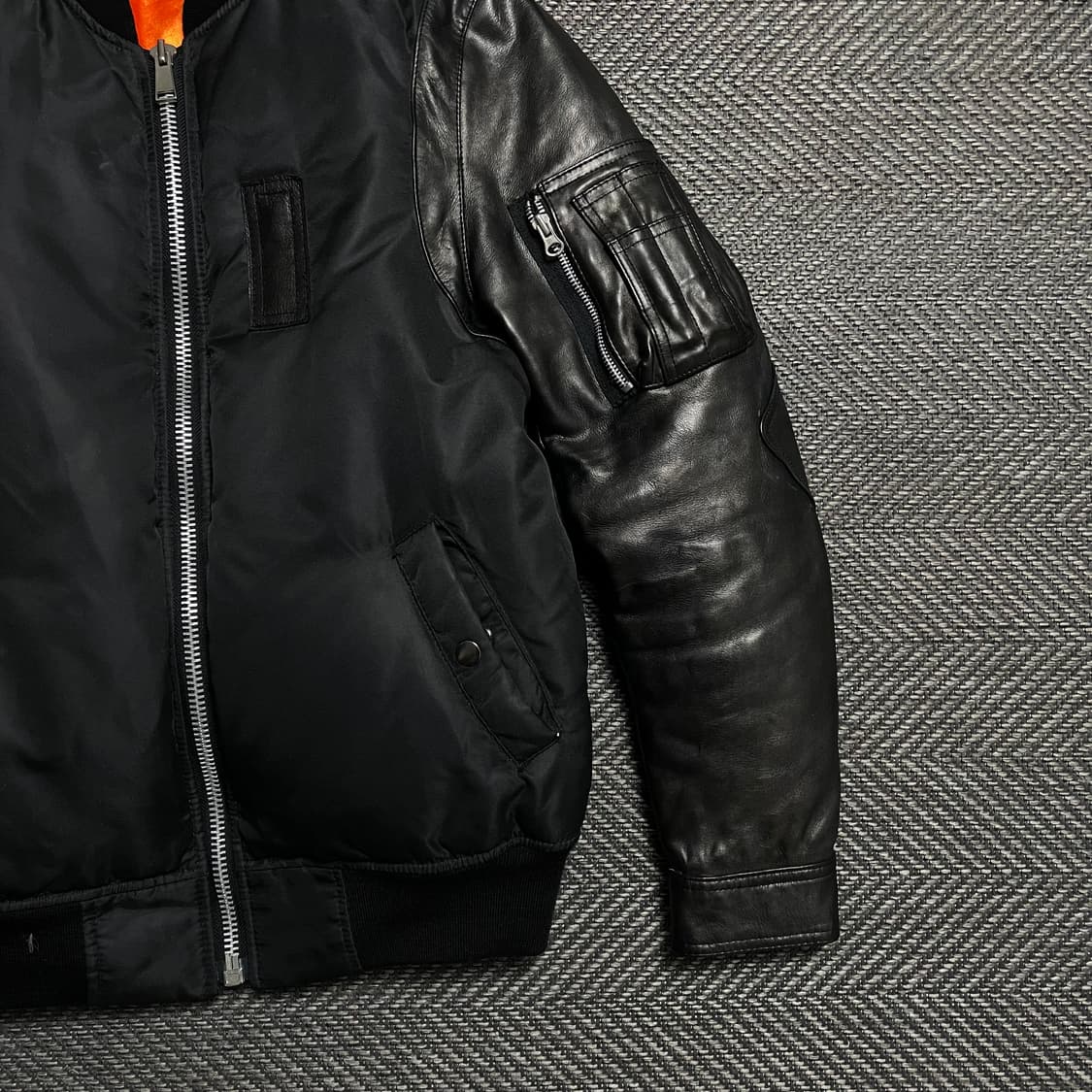 빈티지 카우 레더 믹스 MA-1 항공 점퍼y 5295 상품이미지3