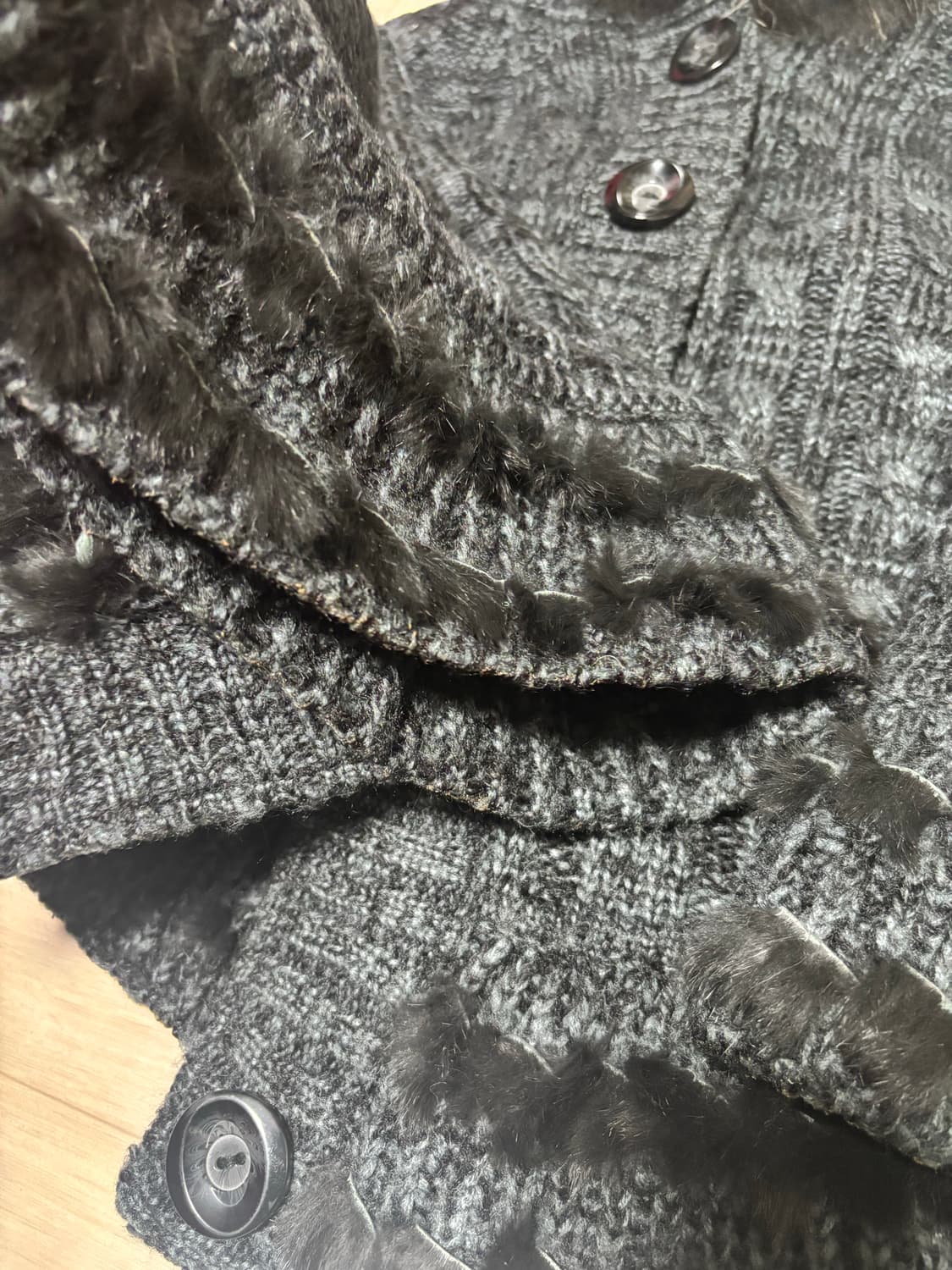 갸루 빈티지 퍼 트리밍 케이프 상품이미지2