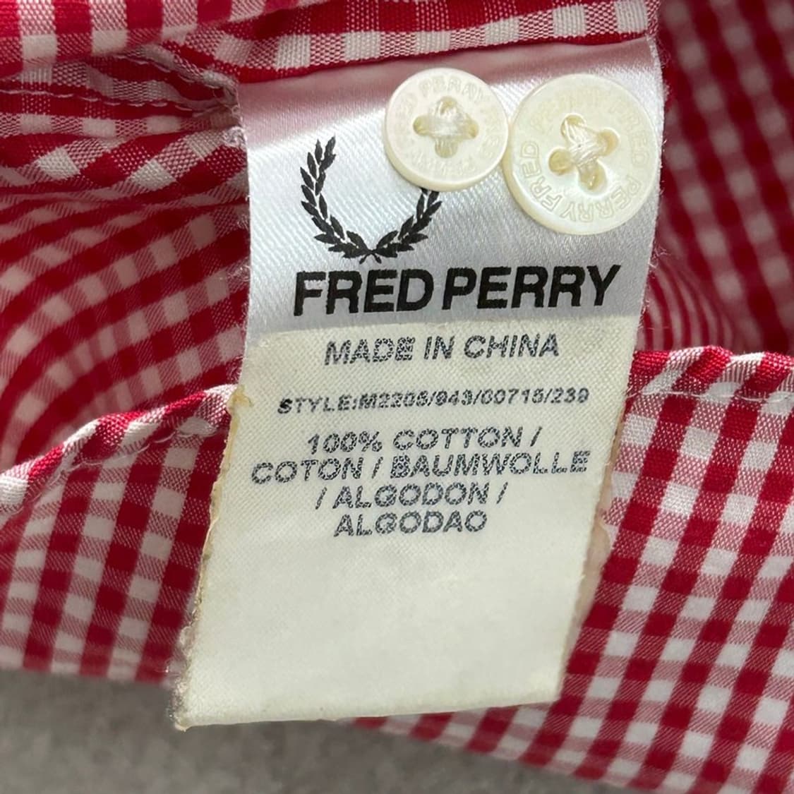 FRED PERRY 깅엄 반팔 셔츠 S 상품이미지7