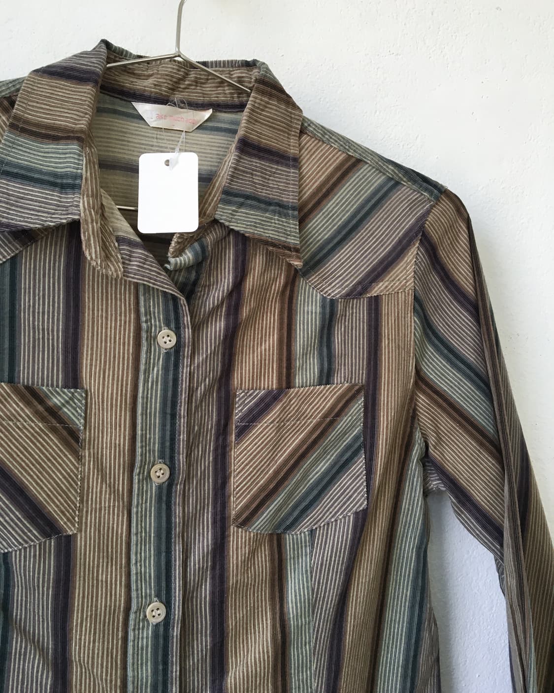 Cotton suede stripe pattern shirt 상품이미지3