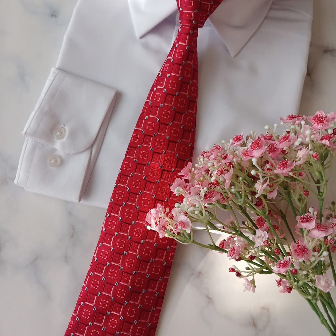 밀라숀 실크 레드 기하 패턴 넥타이 9.4cm A등급 A19300
 상품이미지7