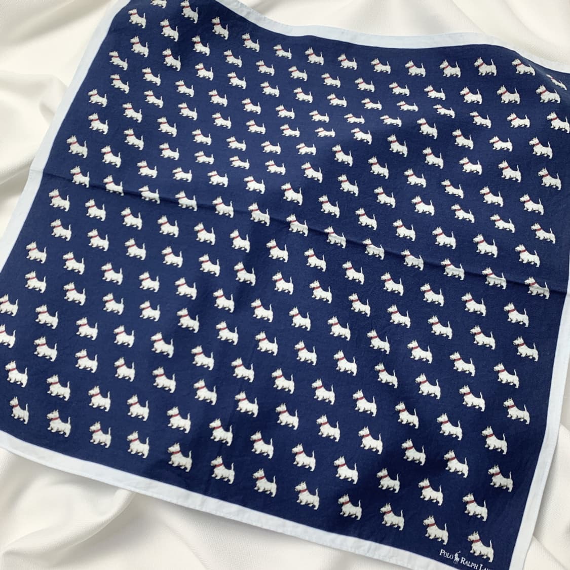 [정품] Polo 폴로 랄프로렌 도그패턴 빈티지 쁘띠스카프 손수건 상품이미지1