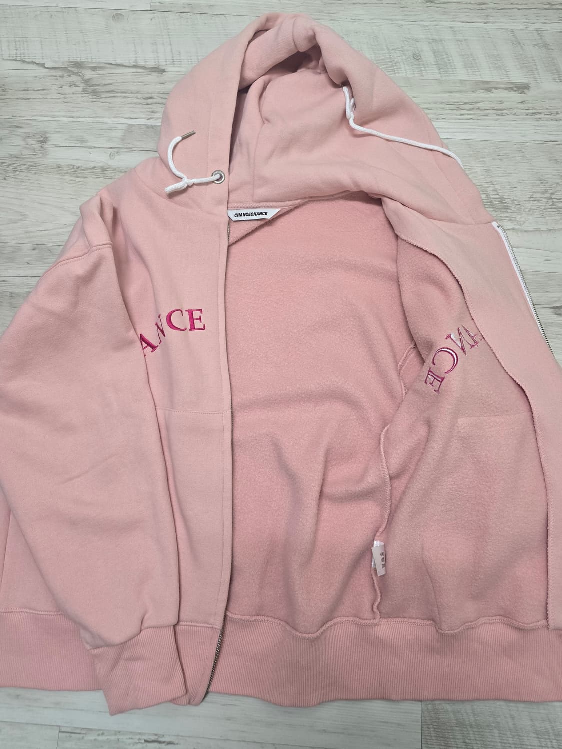 챈스챈스 후드집업 핑크 기모 상품이미지2