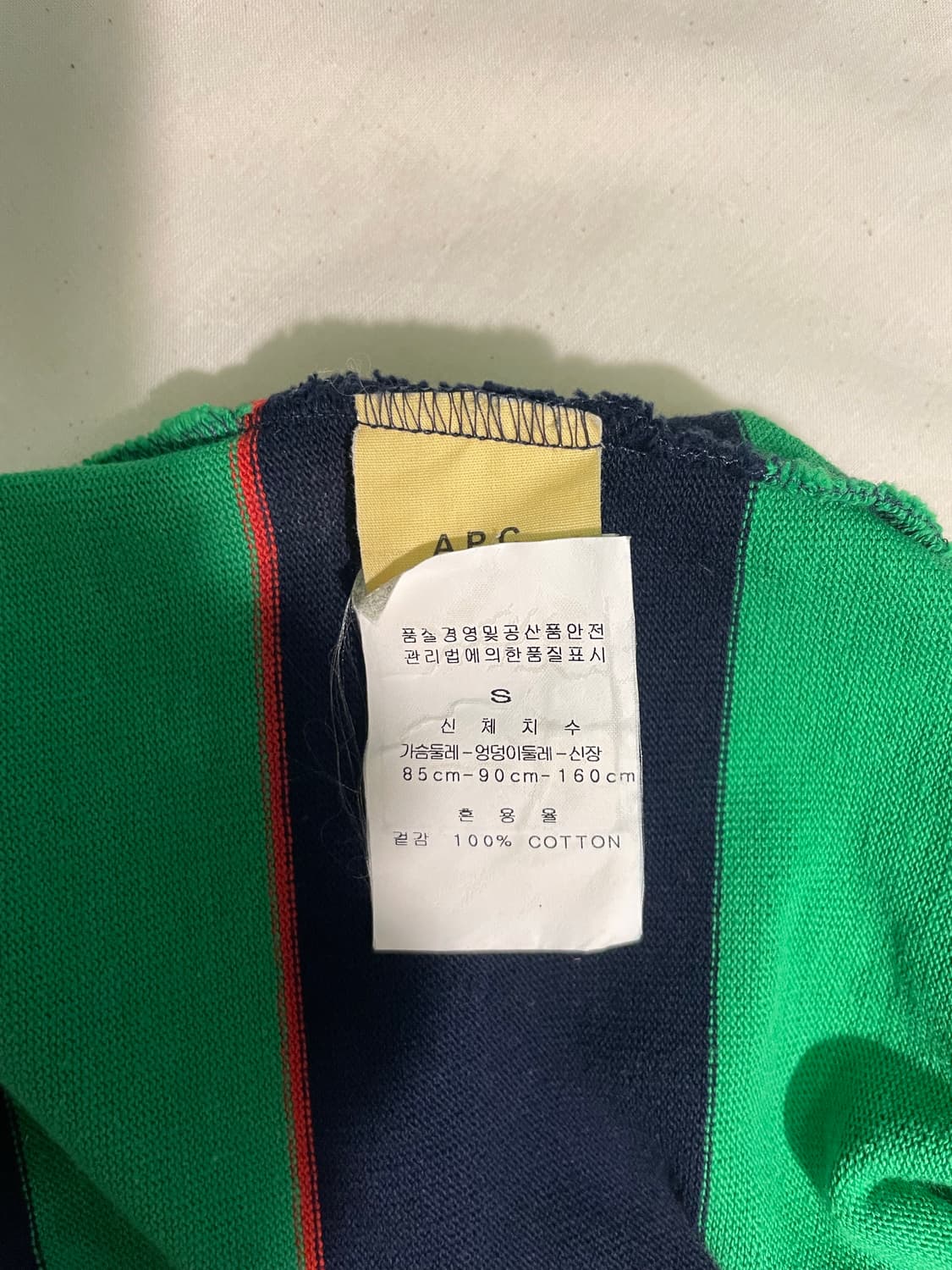 아페쎄 A.P.C. 그린 네이비 스트라이프 여성 반팔 니트 S (W) 상품이미지5