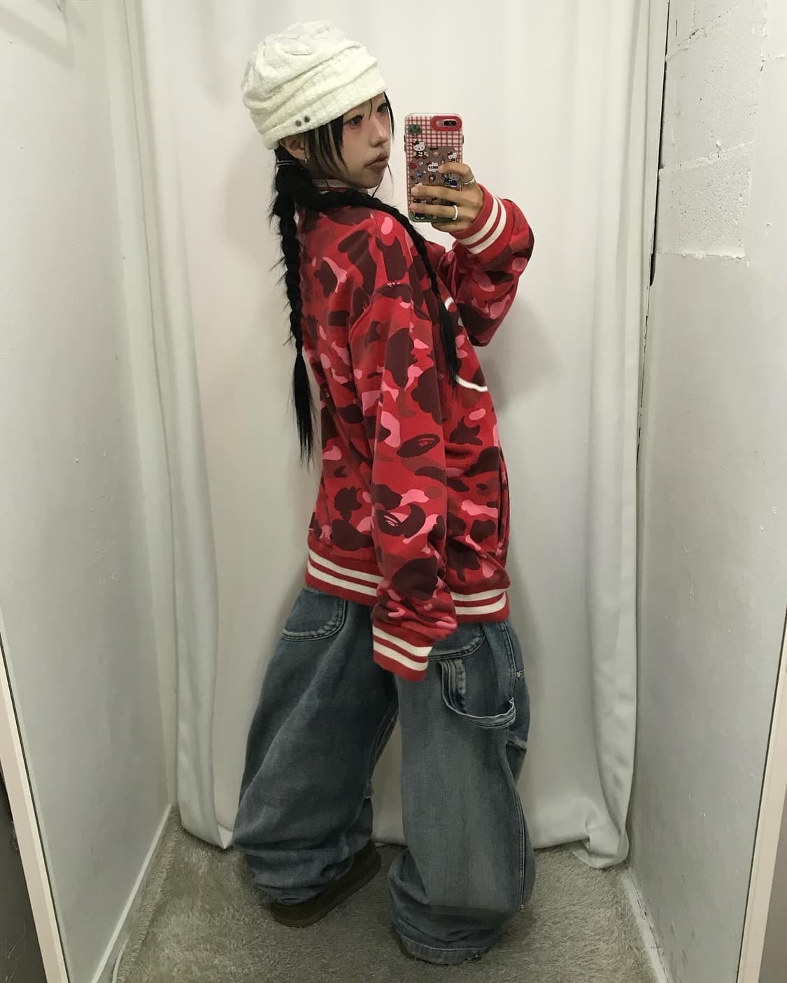 Bape Red Camouflage Varsity Jacket 상품이미지5