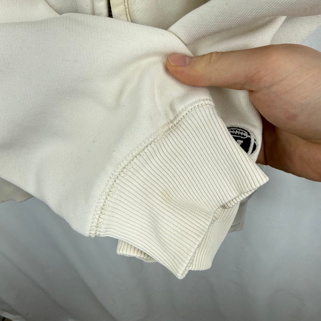 (S) 후아유 패치로고 후드집업 이이보리 상품이미지8