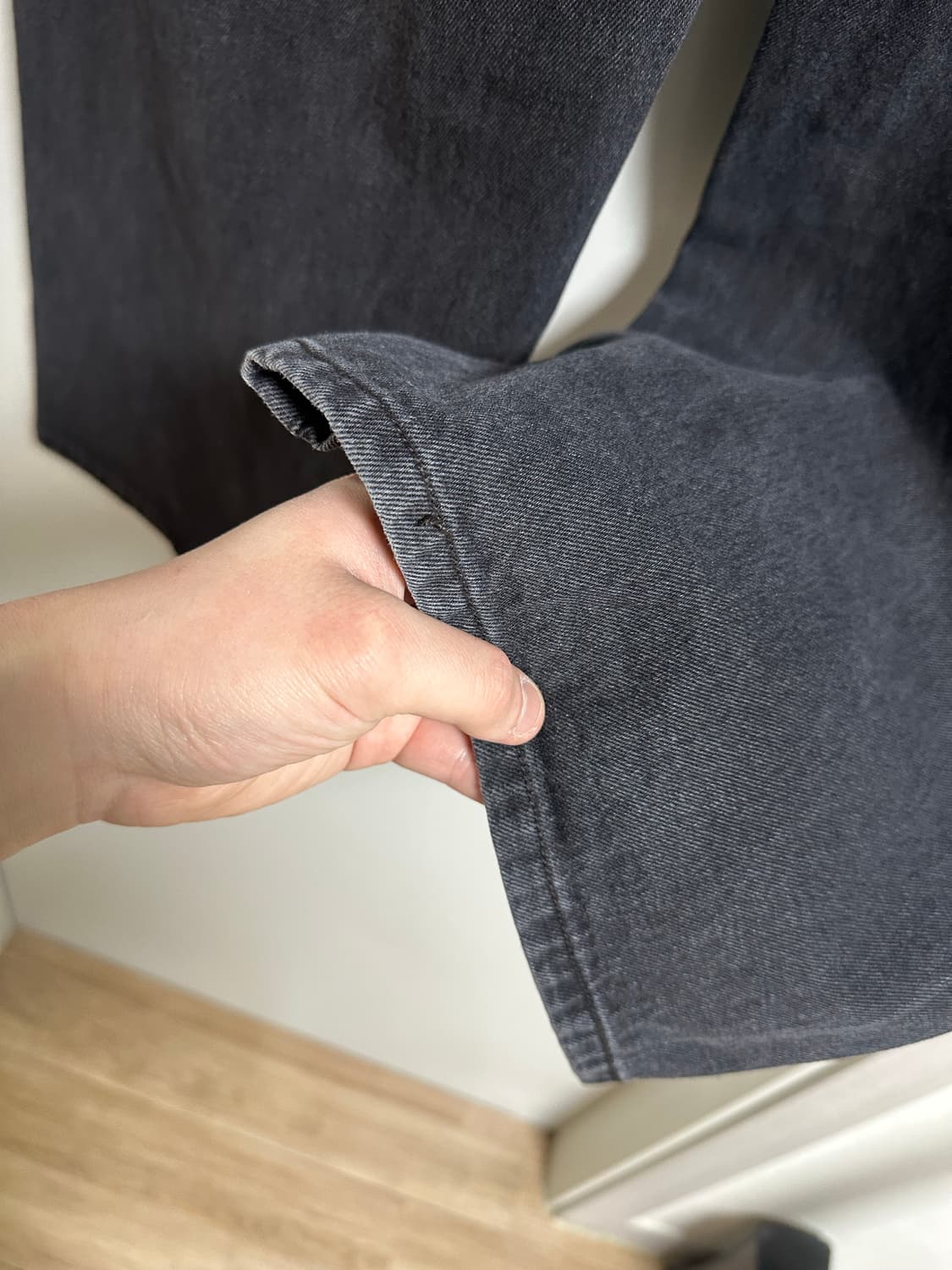 폴리테루 해머 데님 팬츠 워시드블랙 3사이즈 상품이미지4