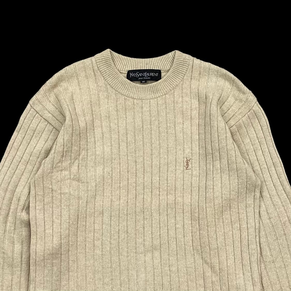 입생로랑 ysl 90s 베이지 골지 울 니트 상품이미지3