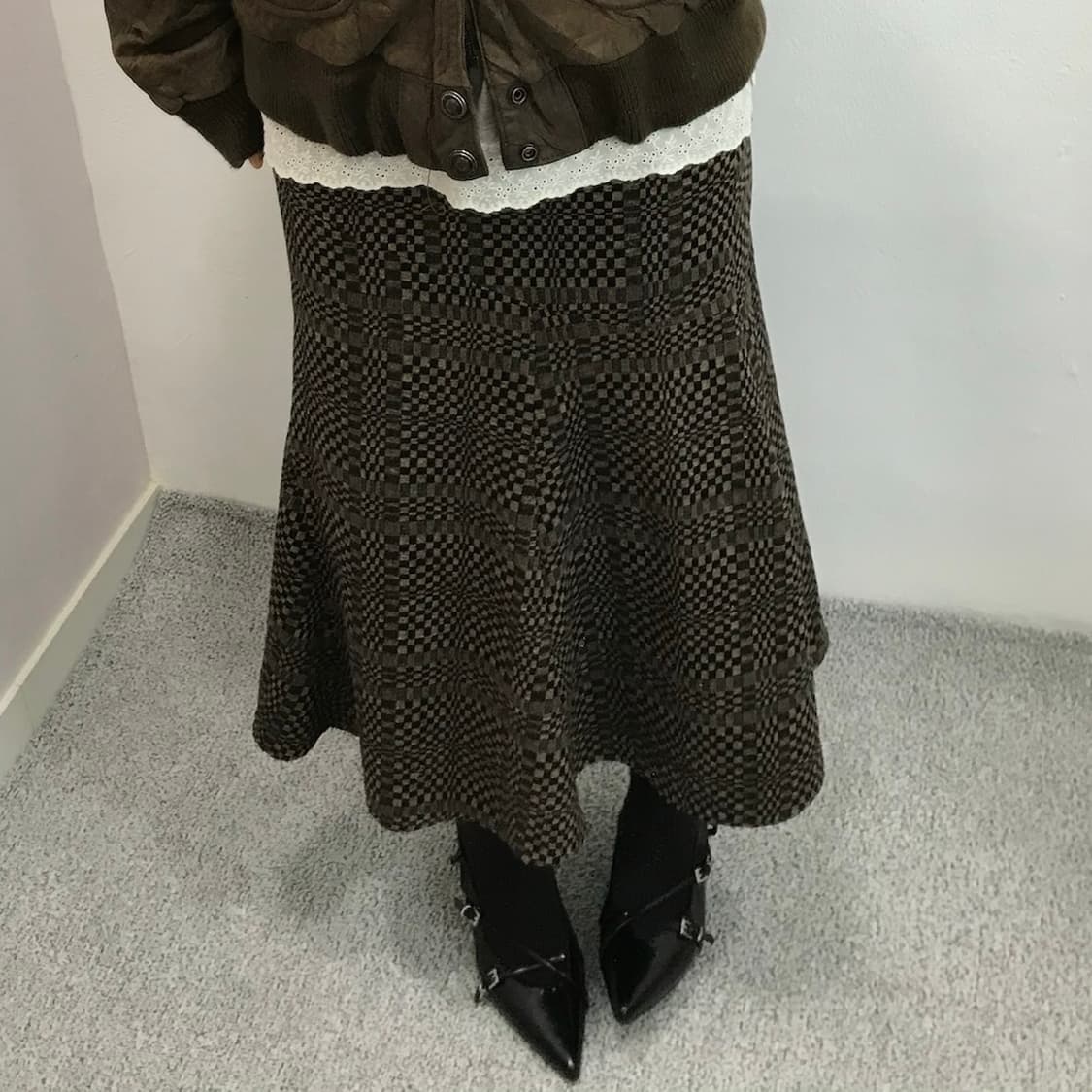 빈티지 체커보드 롱스커트 상품이미지1