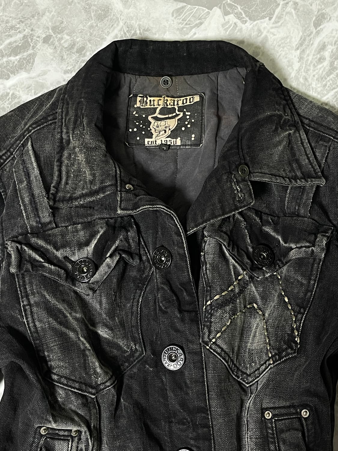 crack denim fur jacket 상품이미지3