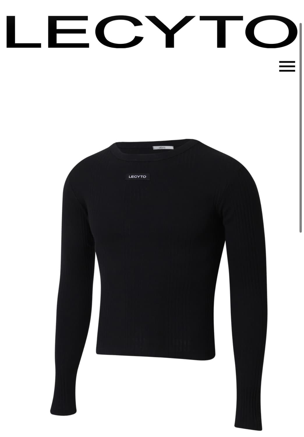 LECYTO 리브드 슬림핏 티셔츠 BLACK 상품이미지1