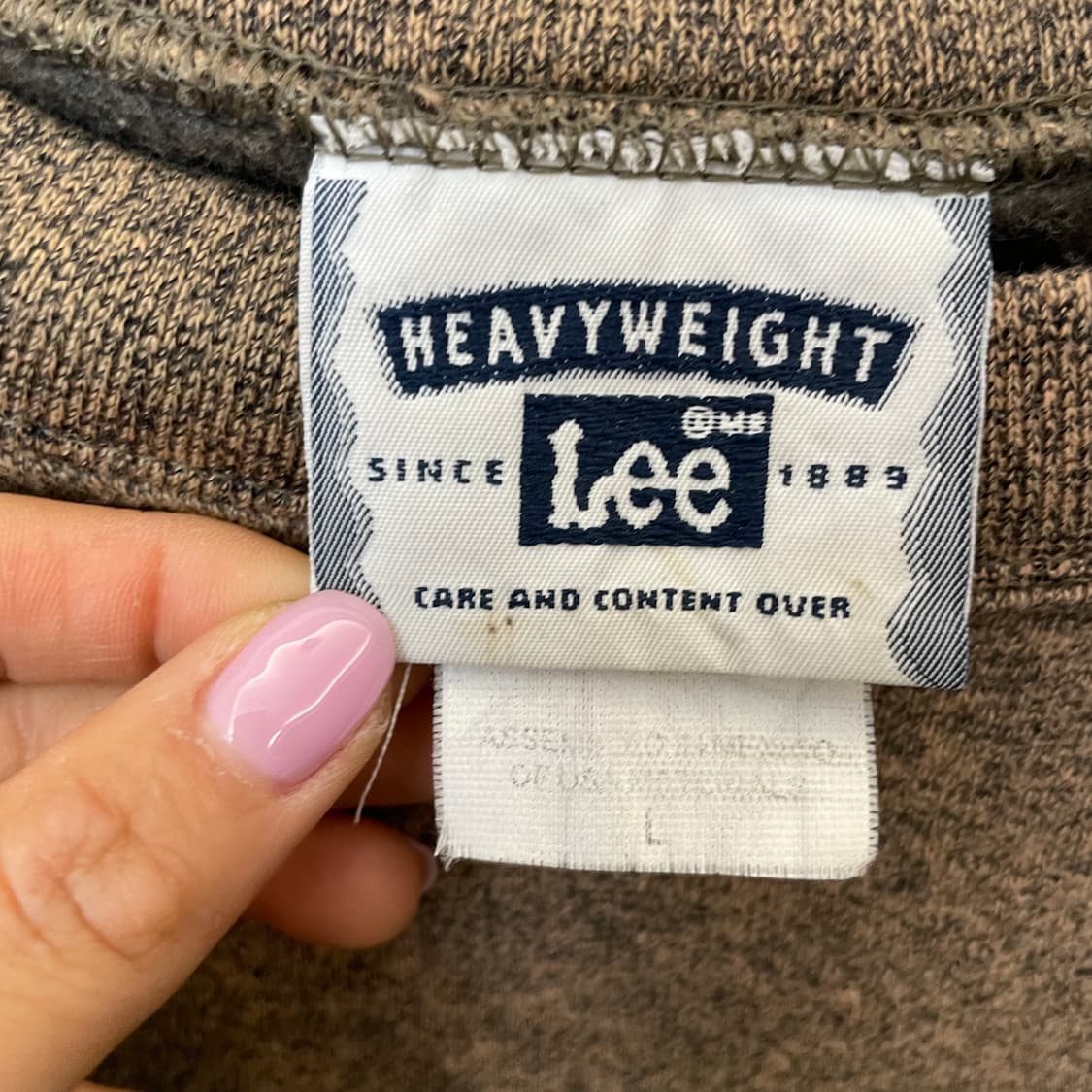 Lee 브라운 짜임 기모 맨투맨 L 상품이미지5