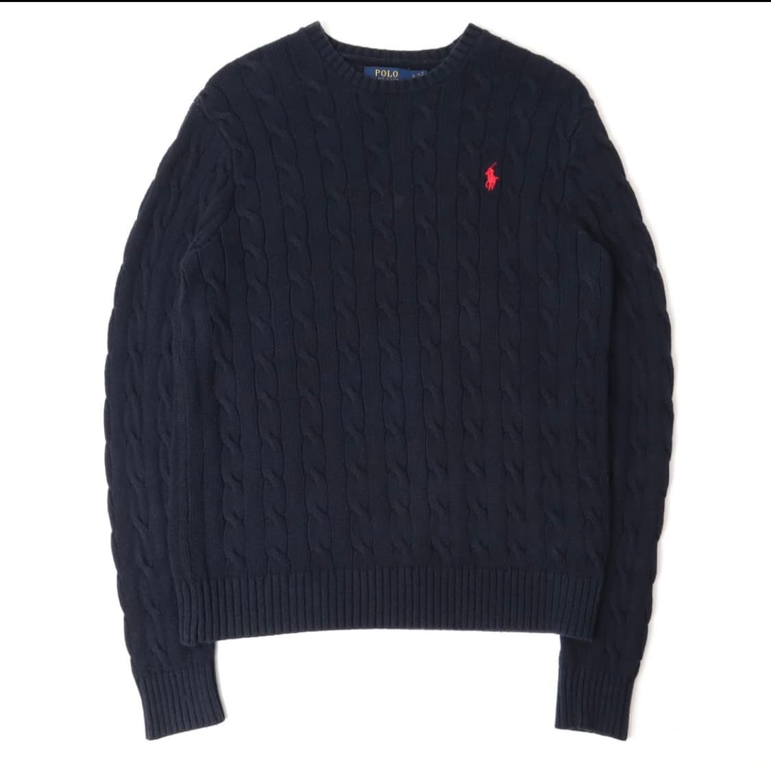 폴로 랄프로렌 네이비 레드포니 코튼 케이블 니트 스웨터 상품이미지1