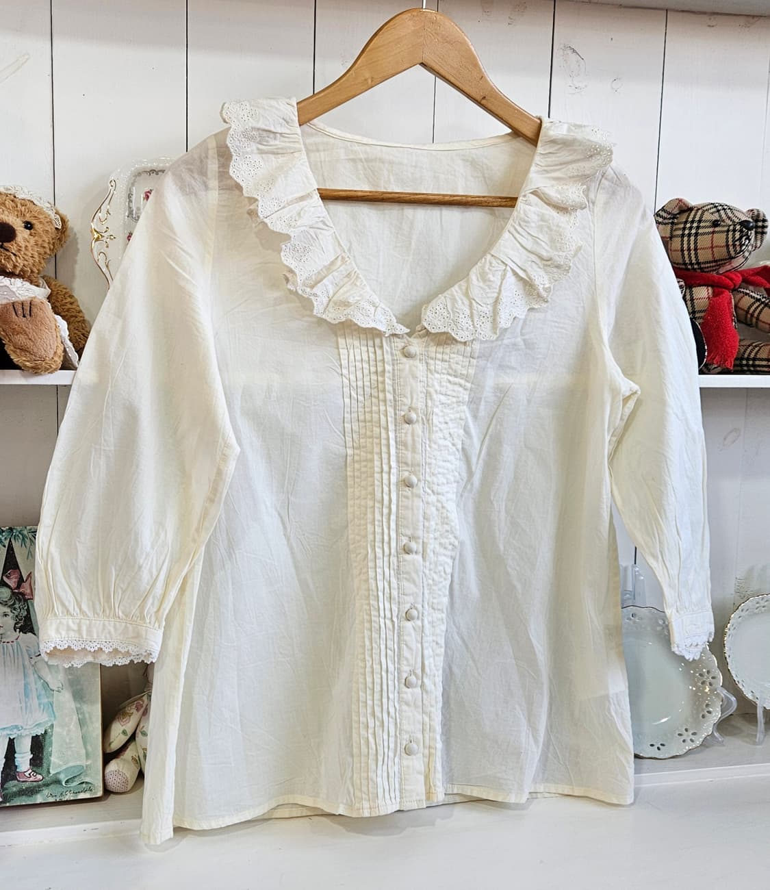 코튼 레이스 프릴 블라우스 상품이미지2