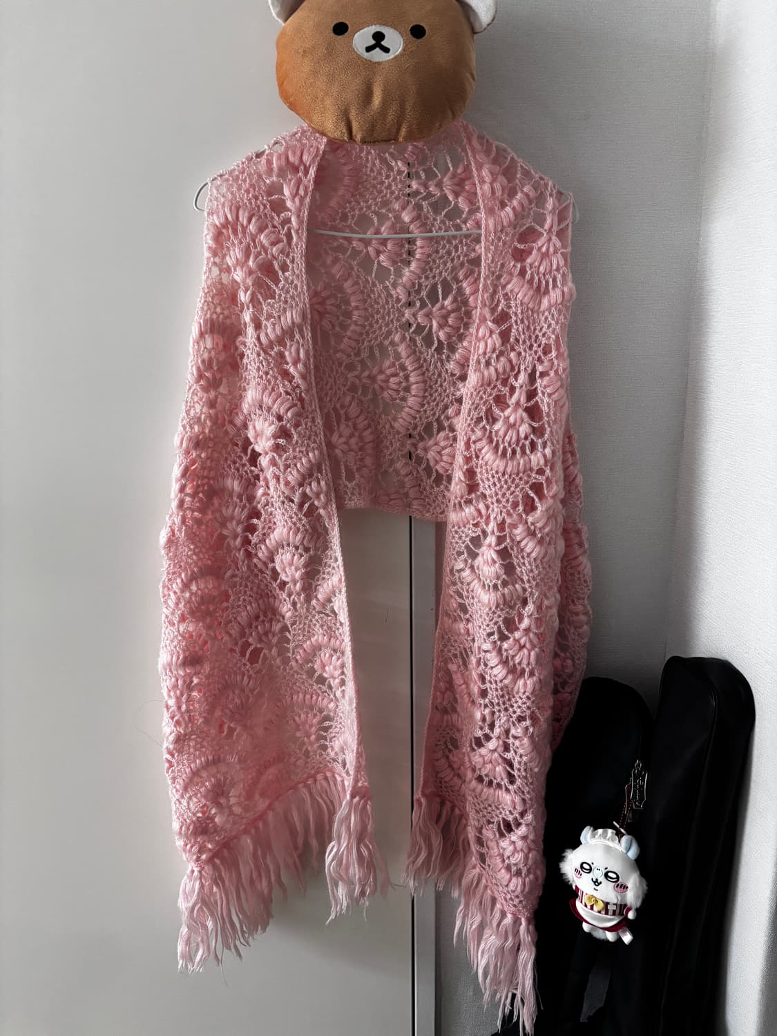 연분홍 뜨개 크로쉐 머플러/케이프 상품이미지3
