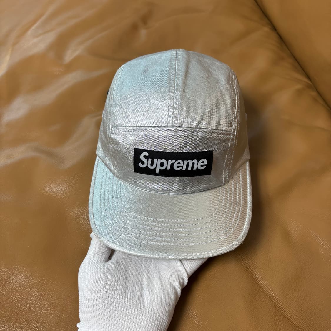 슈프림 캠프캡 모자 박스로고 워시드 실버 상품이미지2