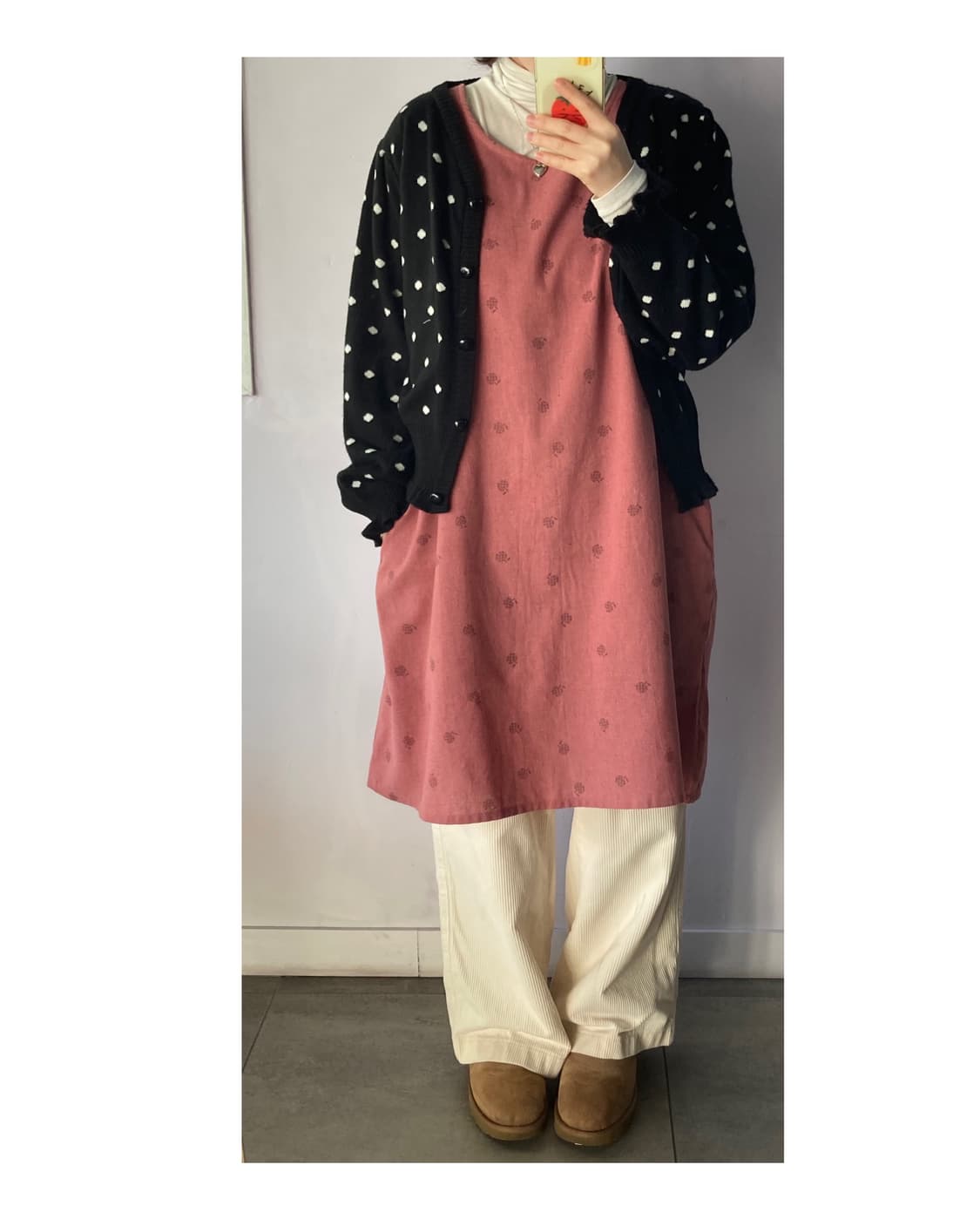 일본빈티지) 사과 패턴 기모원피스 상품이미지7