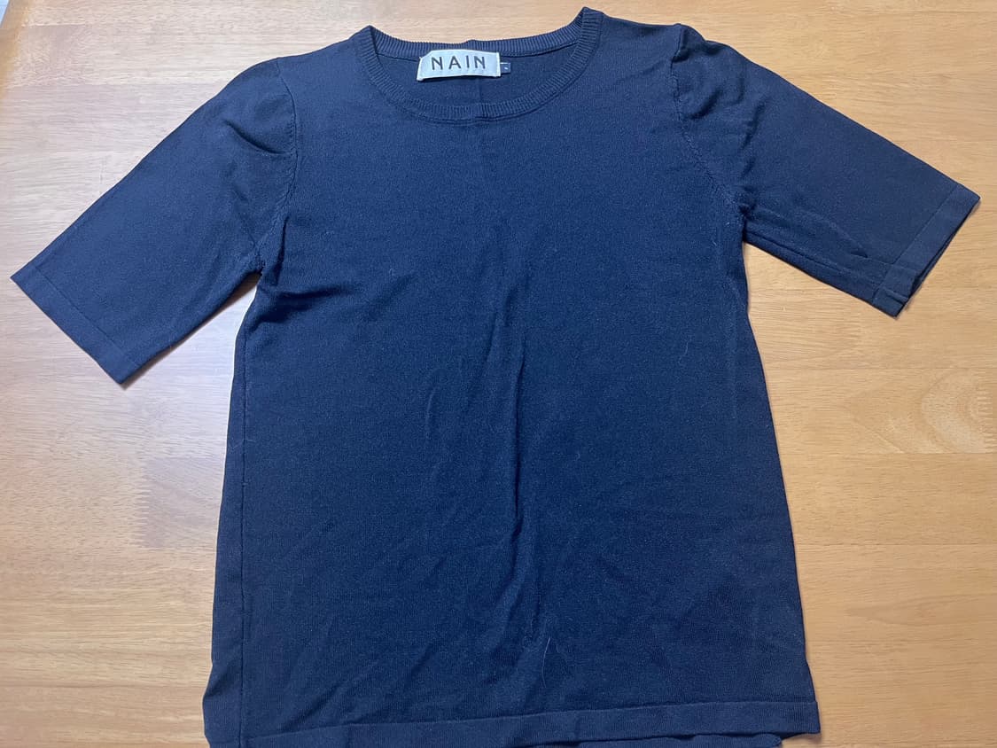 NAIN 나인 블랙 썸머 반팔 니트_Free 사이즈 상품이미지1