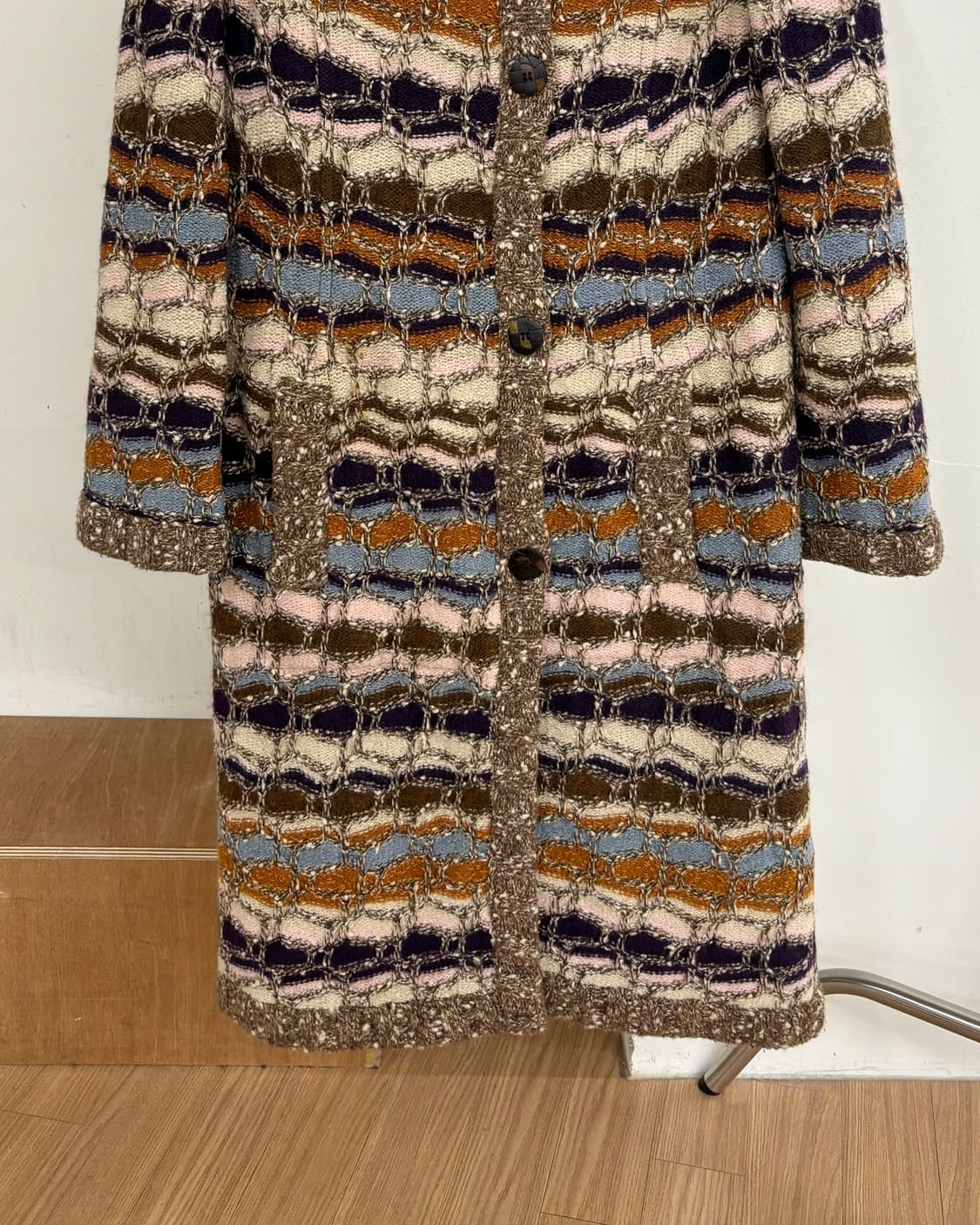 미쏘니 멀티컬러 스트라이프 울 후디 코트 상품이미지5