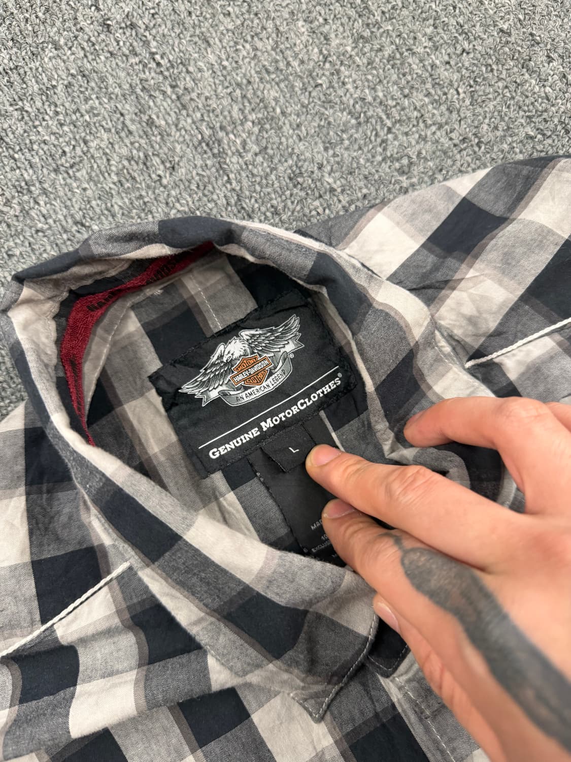 L) 할리데이비슨 빈티지 체크 반팔 셔츠 상품이미지4