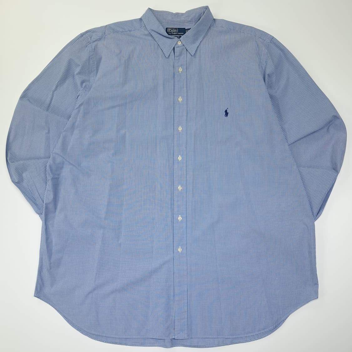 CL252 3XLT 폴로 00s 코튼 마이크로체크 블루 셔츠 남방 상품이미지1