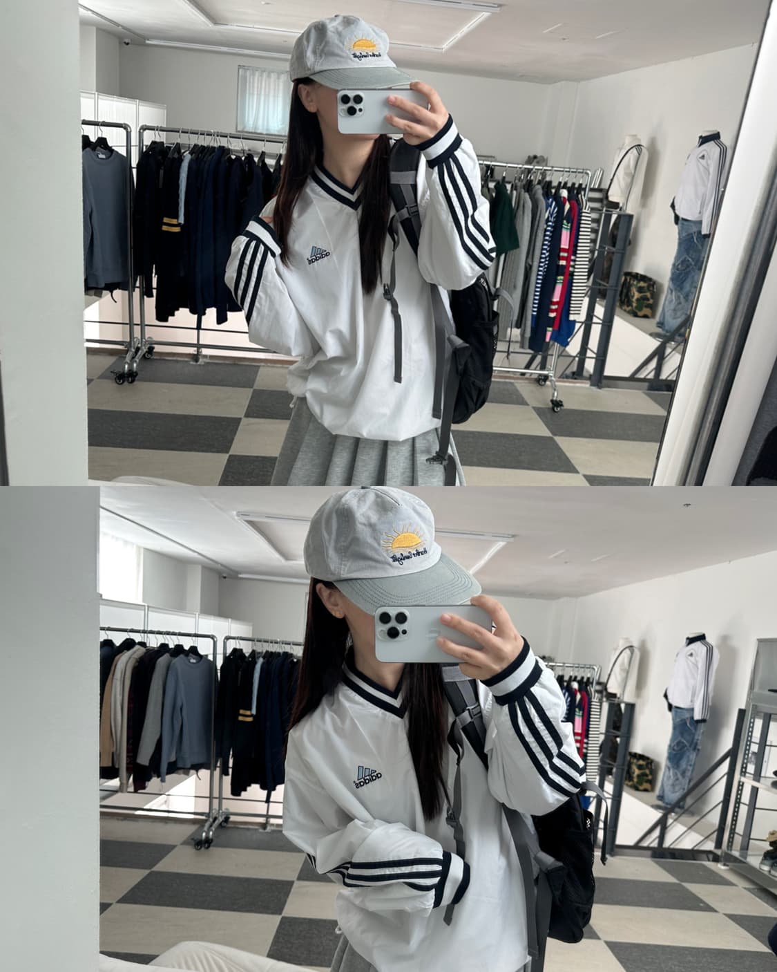 아디다스 화이트 V넥 웜업  상품이미지9