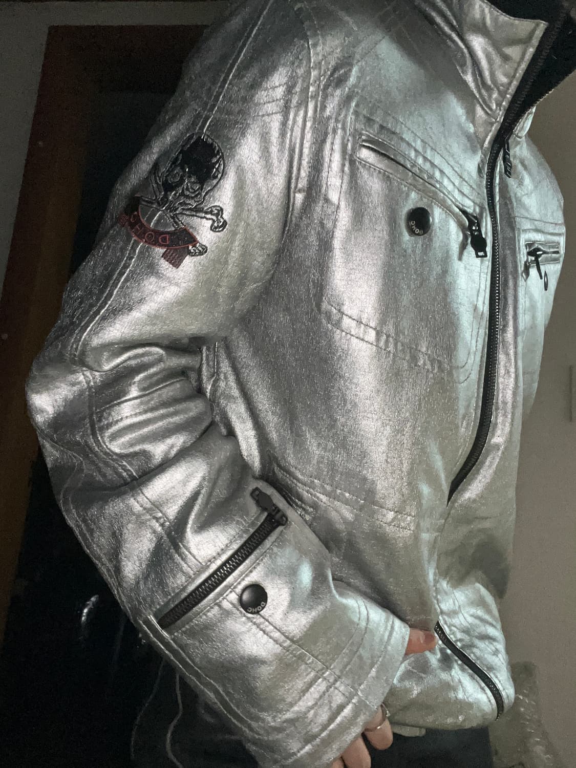 DOHO 펑크 해골 하이넥 실버 자켓 상품이미지1