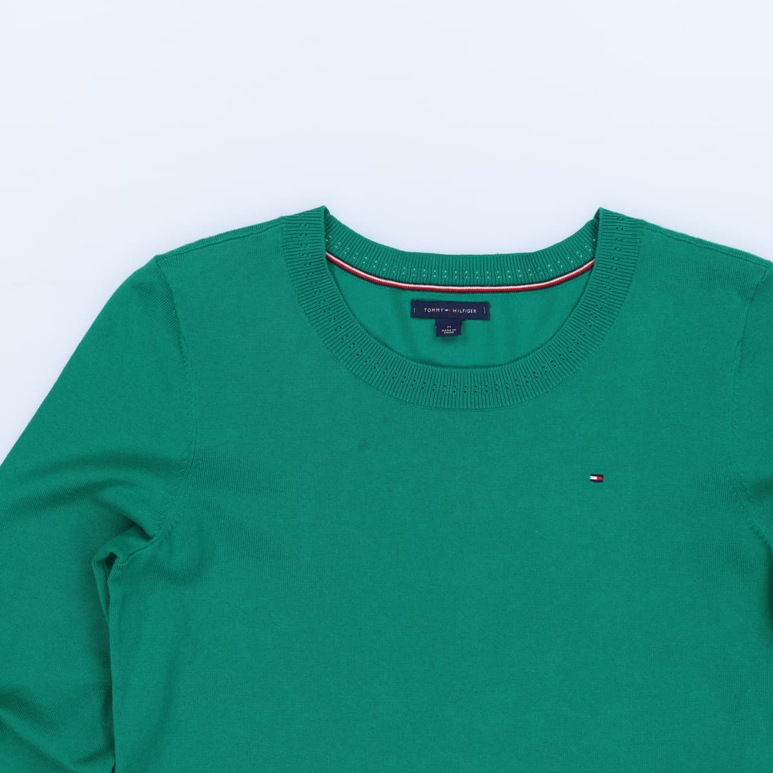 M 타미힐피거 라운드 코튼 얇은 니트 그린 4176 상품이미지3