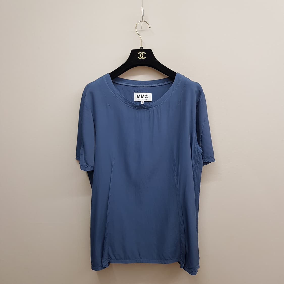 MM6 메종 마르지엘라 블루 라운드넥 실크 블라우스 IT 44사이즈 상품이미지1