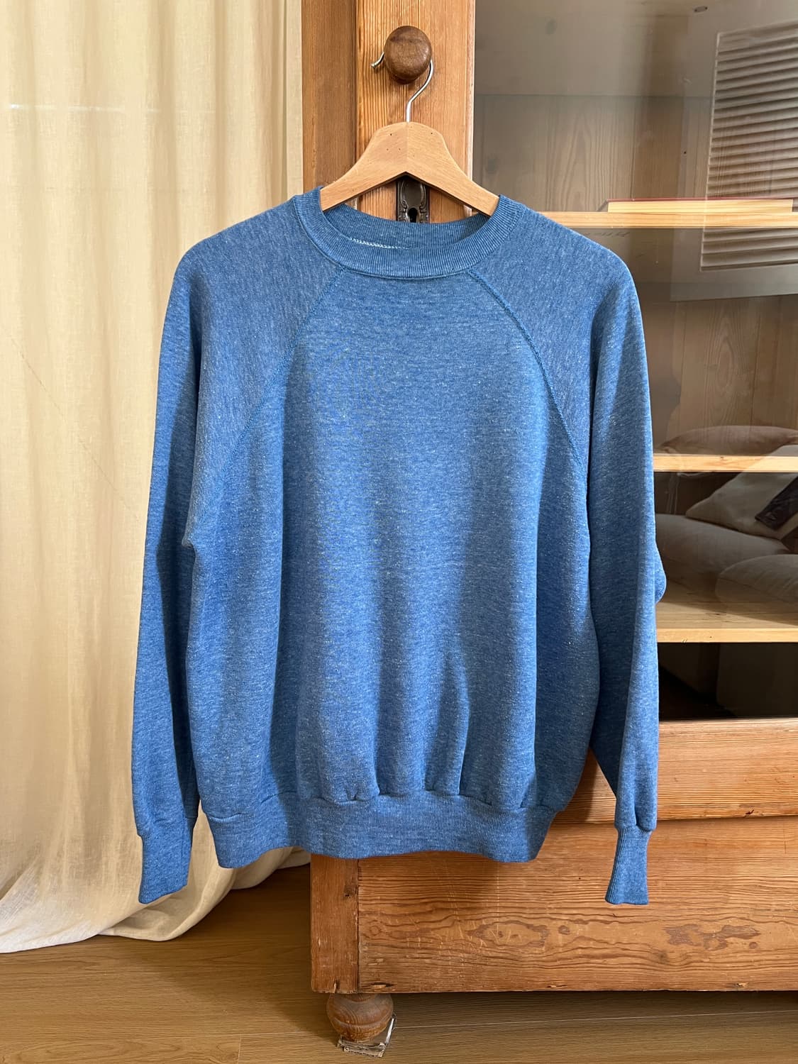 80s 헤더 블루 래글런 스웻셔츠 Made in USA 상품이미지1