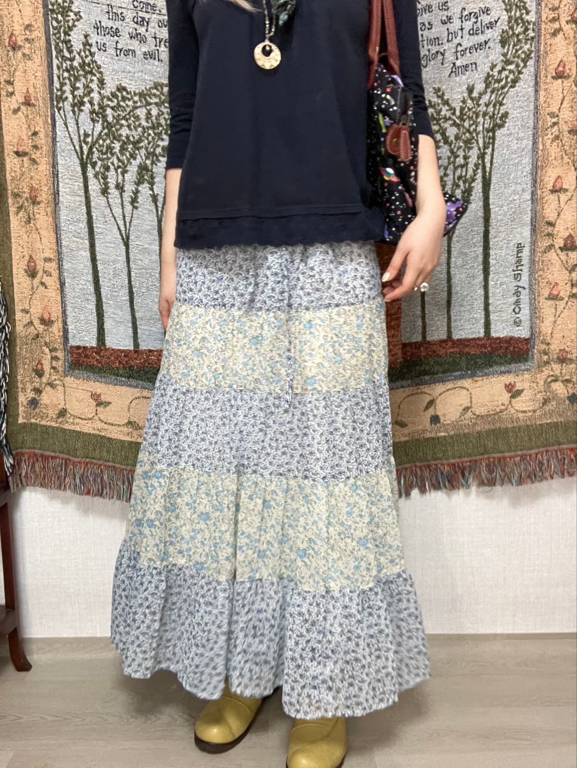 jpn vintage 소다 패치 잔꽃 스커트 상품이미지5