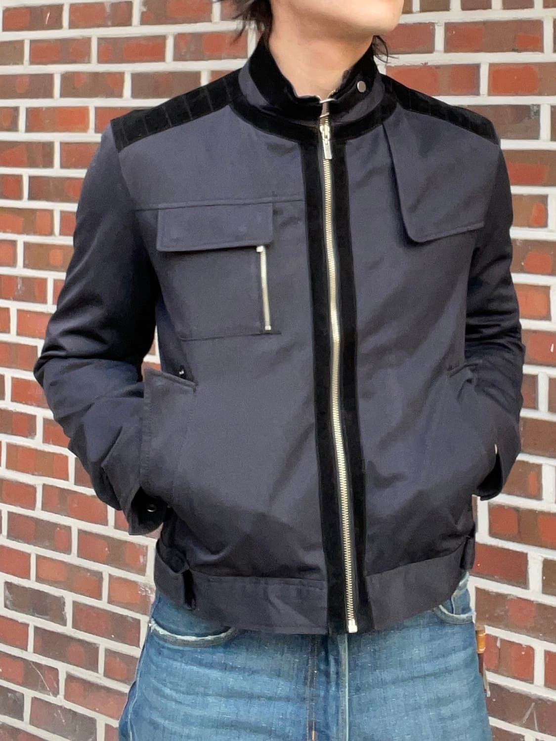 지오송지오 벨벳 트리밍 라이더 자켓 상품이미지1