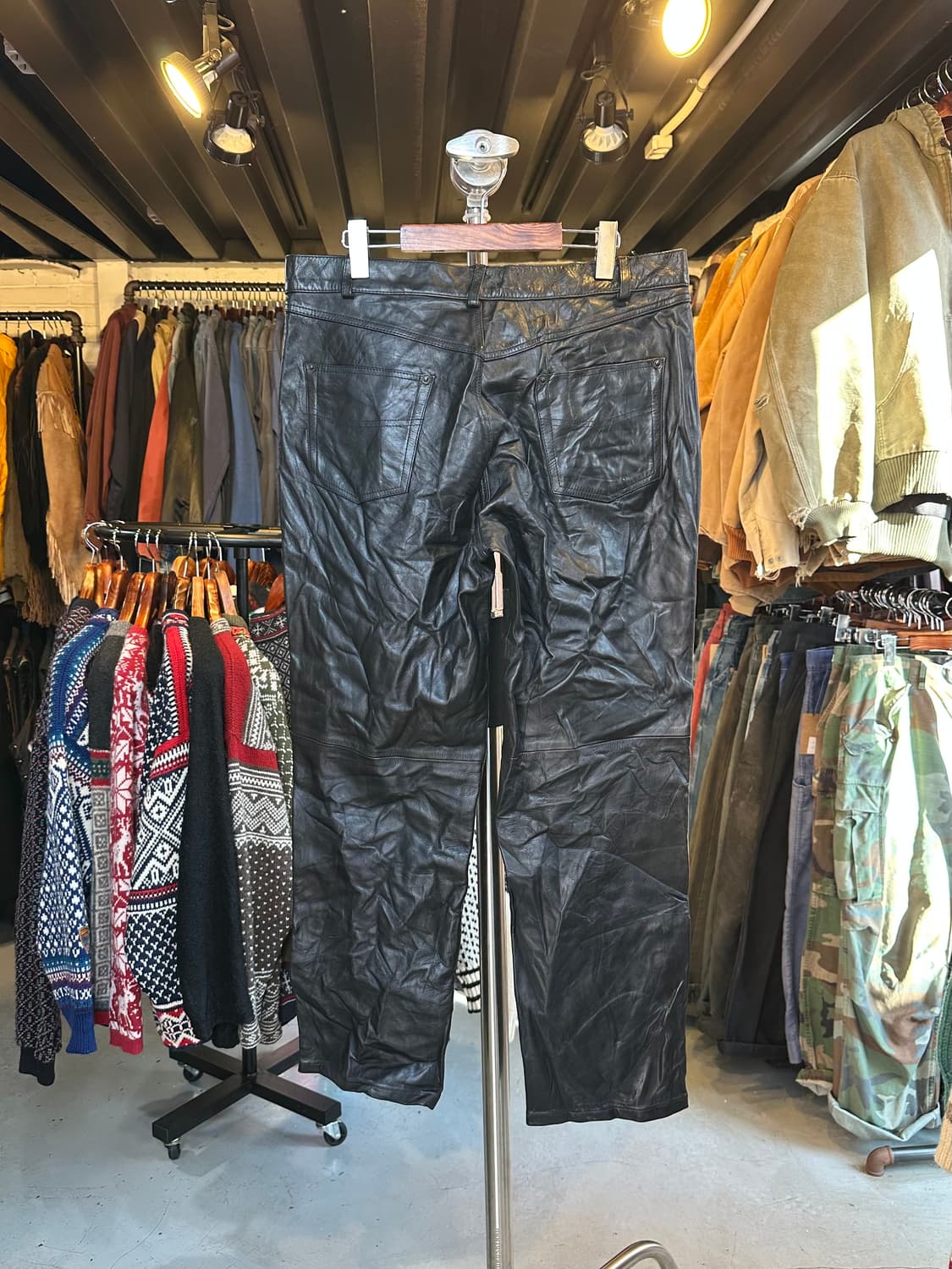 Old 리얼 레더 바이크 가죽 팬츠 상품이미지2