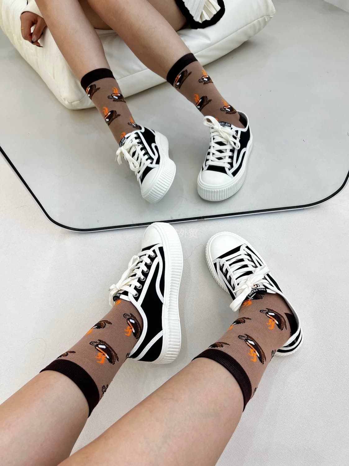 5컬레 가격~ 레드 그레이 네이비 핑크 하트 립 당구 에이치앤엠 양말  상품이미지9