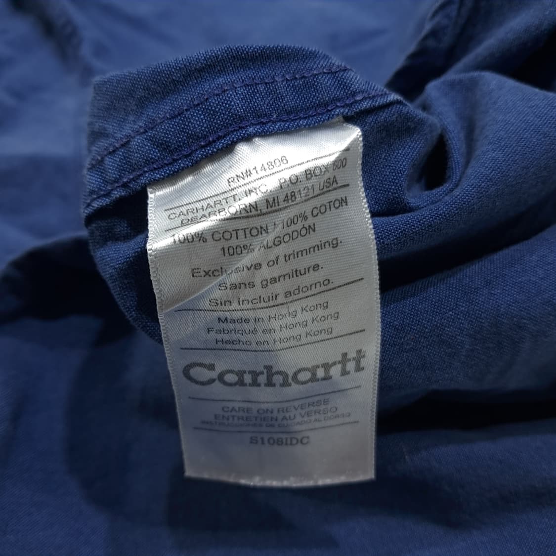 CL586 2XL 칼하트 00s 홍콩판 코튼 가죽패치 올드 네이비 셔츠 상품이미지6