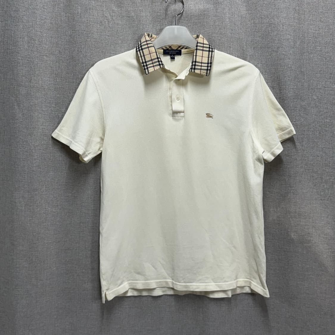[해외M] 버버리 런던 아이보리 체크 카라 반팔 폴로티 상품이미지1