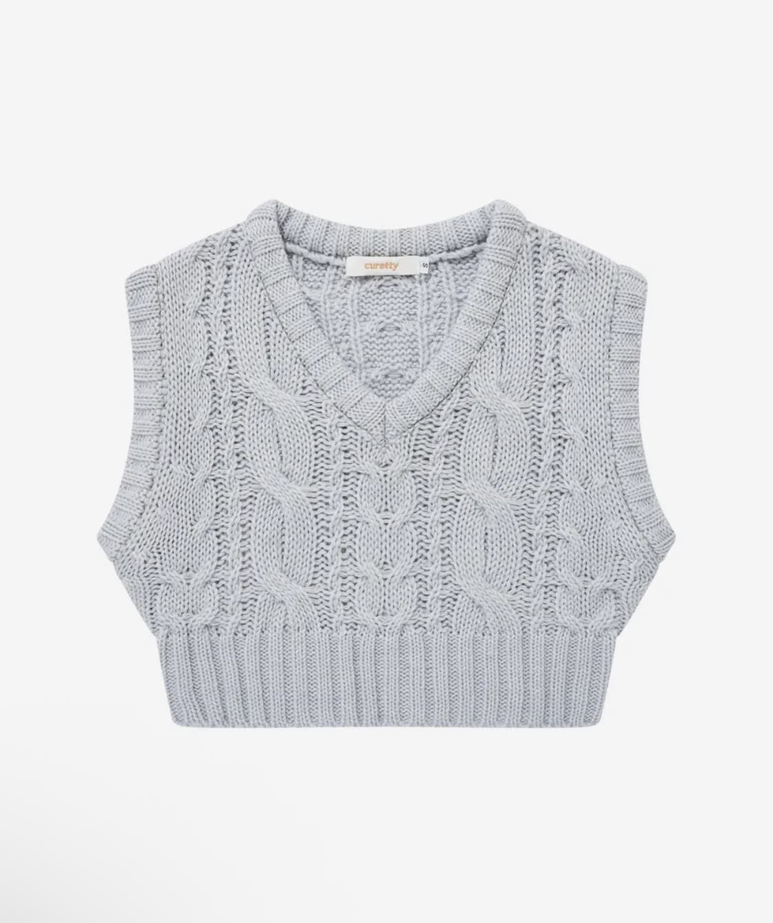 큐리티 케이블 니트 조끼 베스트 S 상품이미지2