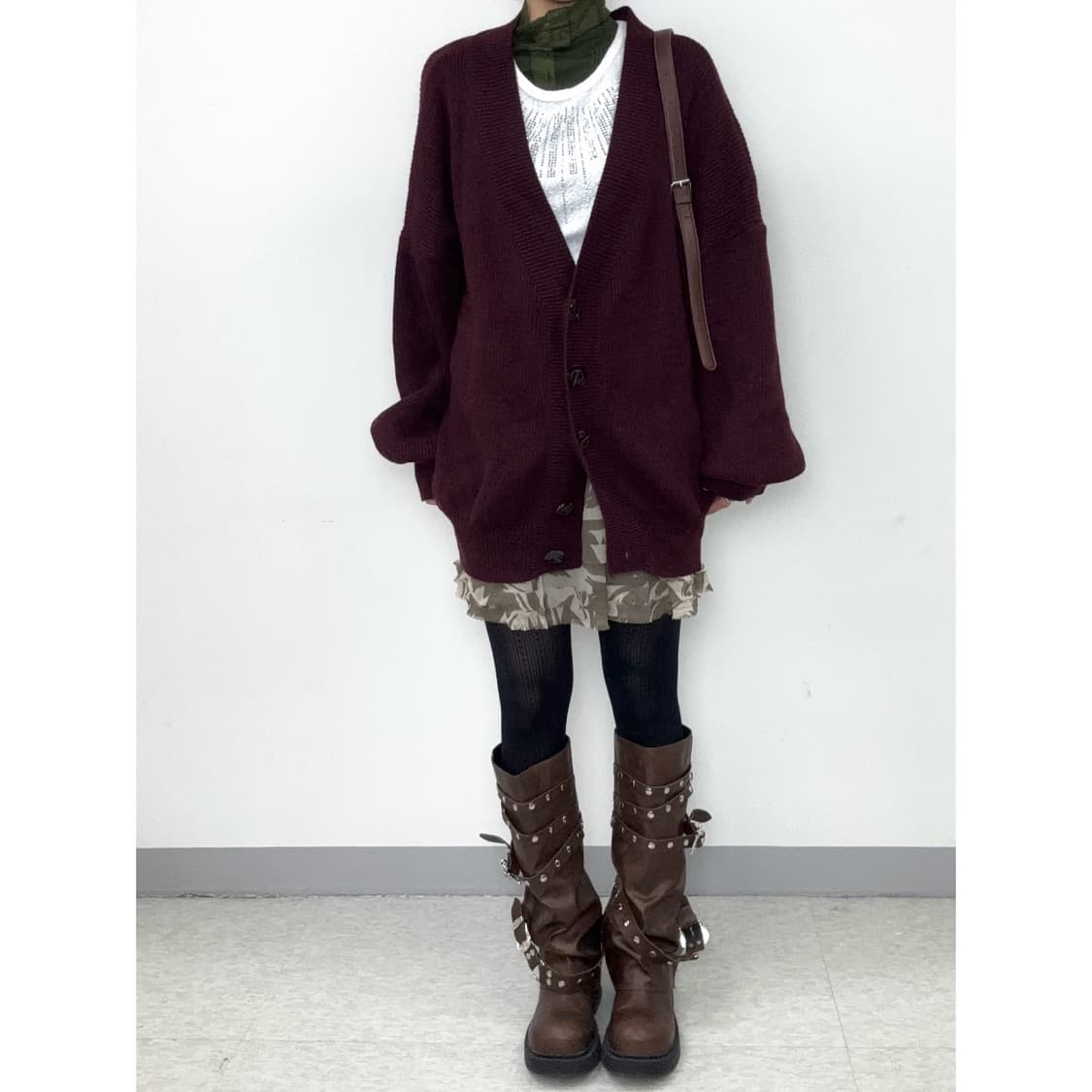빈티지 버건디 가디건 상품이미지2