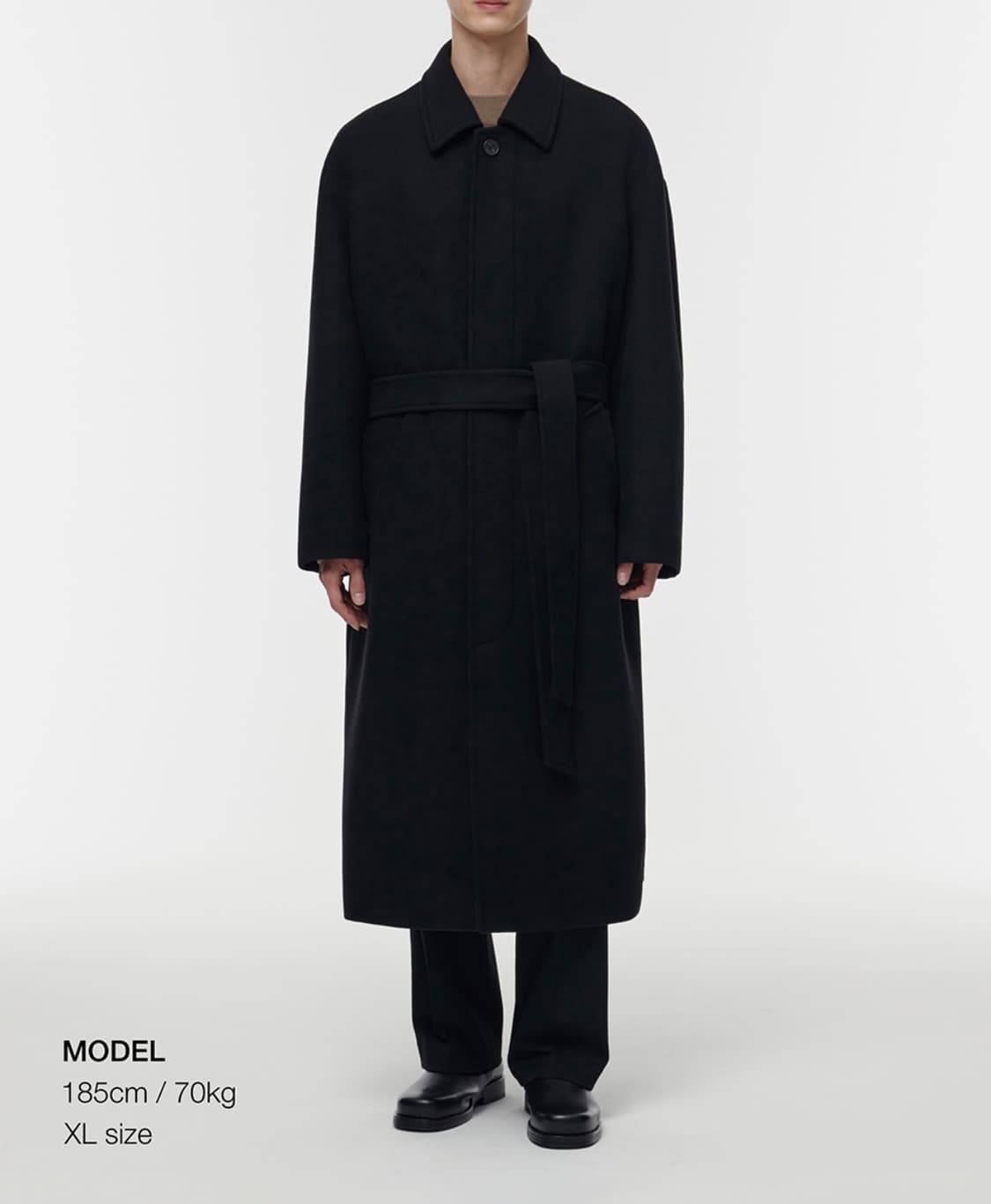 무신사스탠다드 울 블렌드 맥시 발마칸 로브 코트 [블랙]  상품이미지1