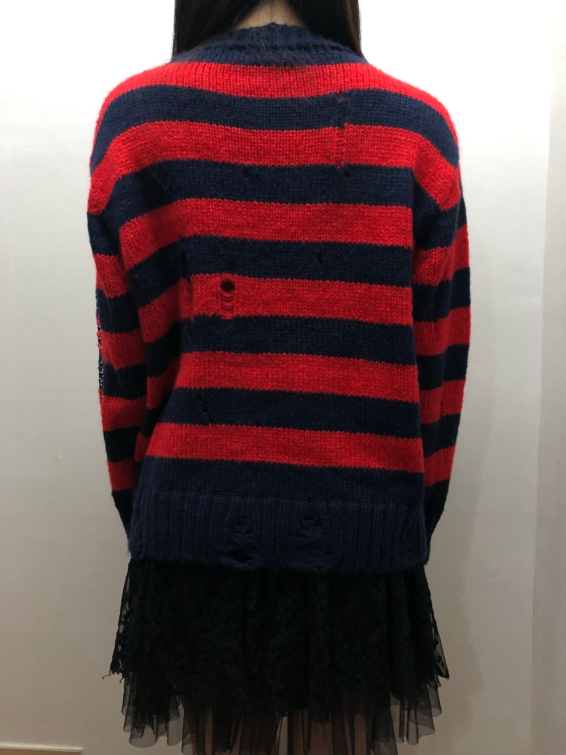 빈티지 레드 펑크 스트라이프 니트 상품이미지7