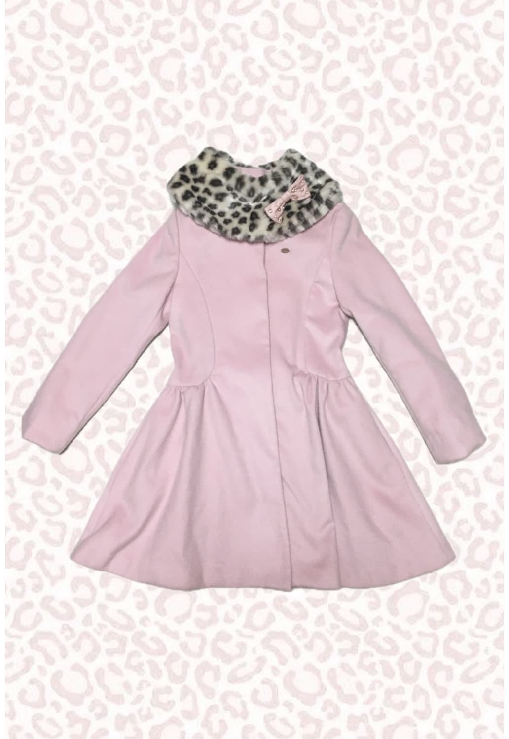 나나 하치깔 히메 갸루 핑크 호피 백리본 코트 🎀🗝️ 상품이미지1