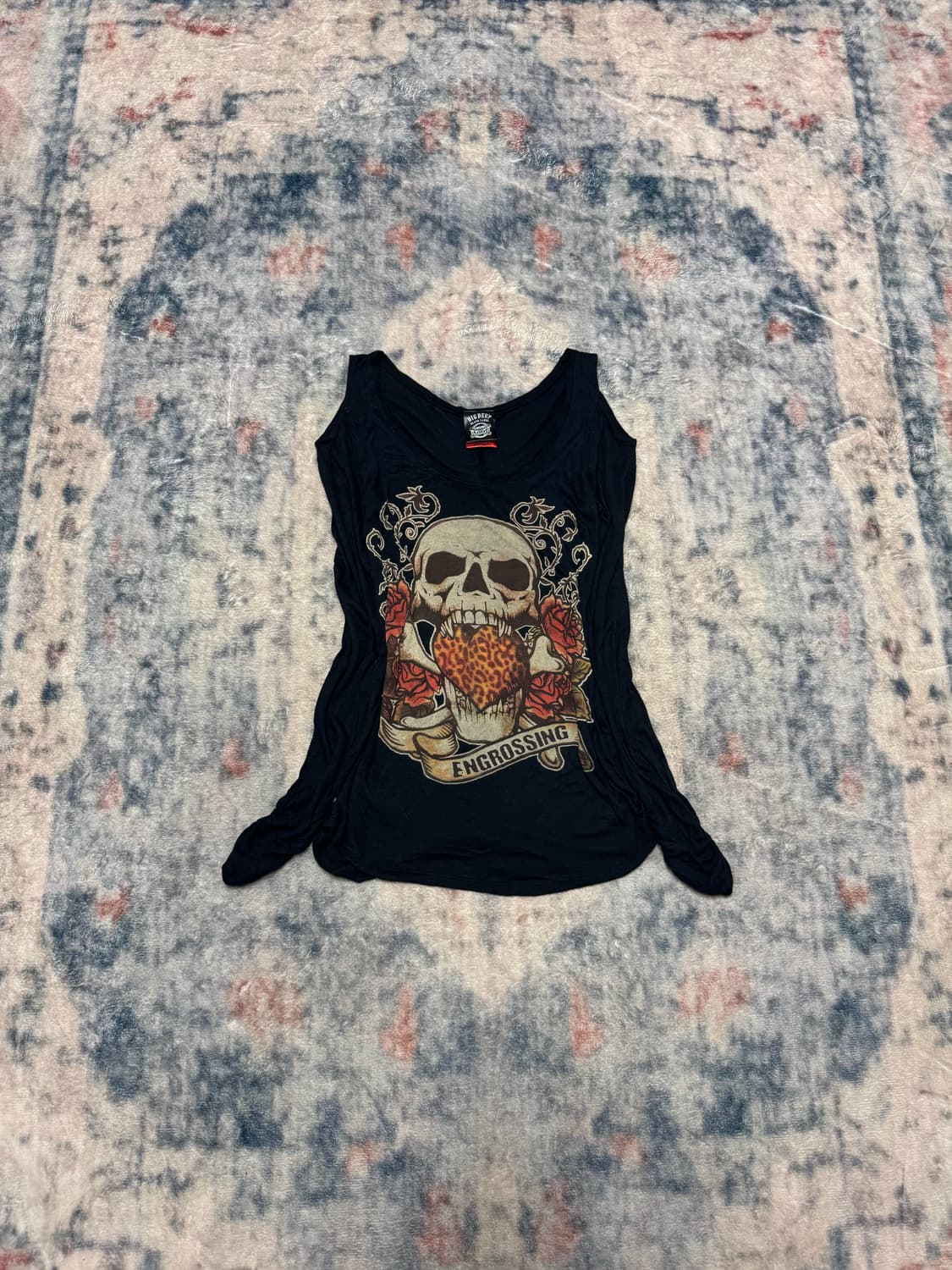 Dig deep off shoulder skull rayon cut se 상품이미지2
