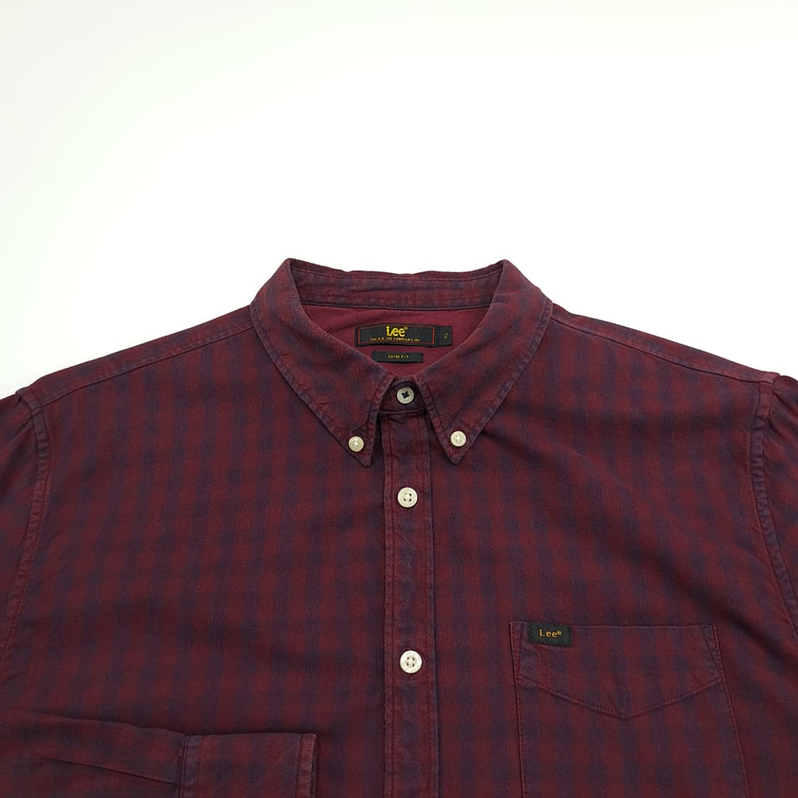 CN951 XL LEE 리 버건디 플란넬 체크 긴팔 셔츠 남방 상품이미지3
